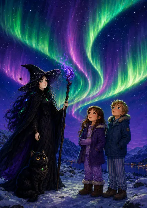 Chapter thirteen — green aurora pouring across an Icelandic sky.